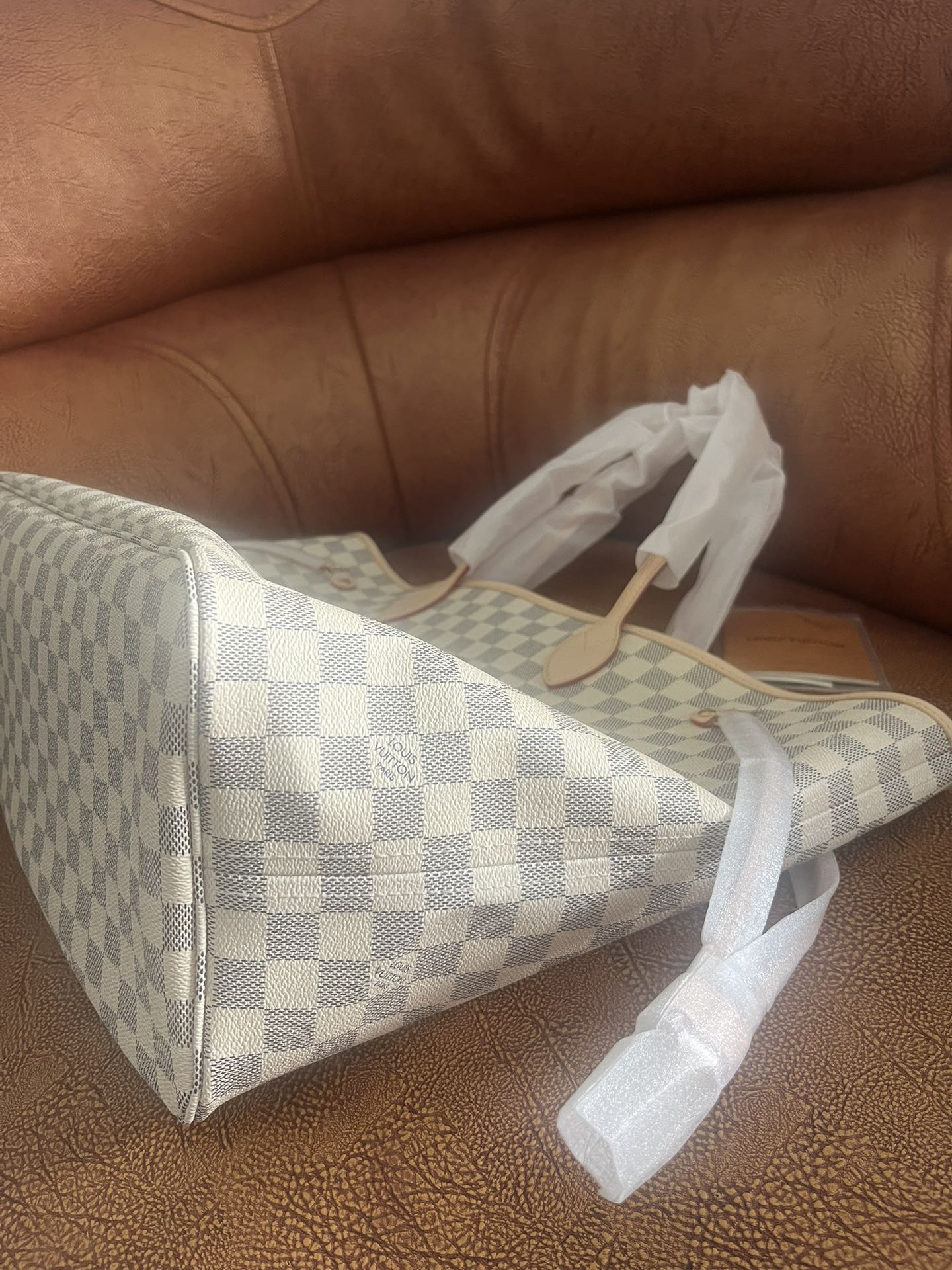 Louis Vuitton Classic Grey and White Checkerboard Canvas Shoulder Tote Bag