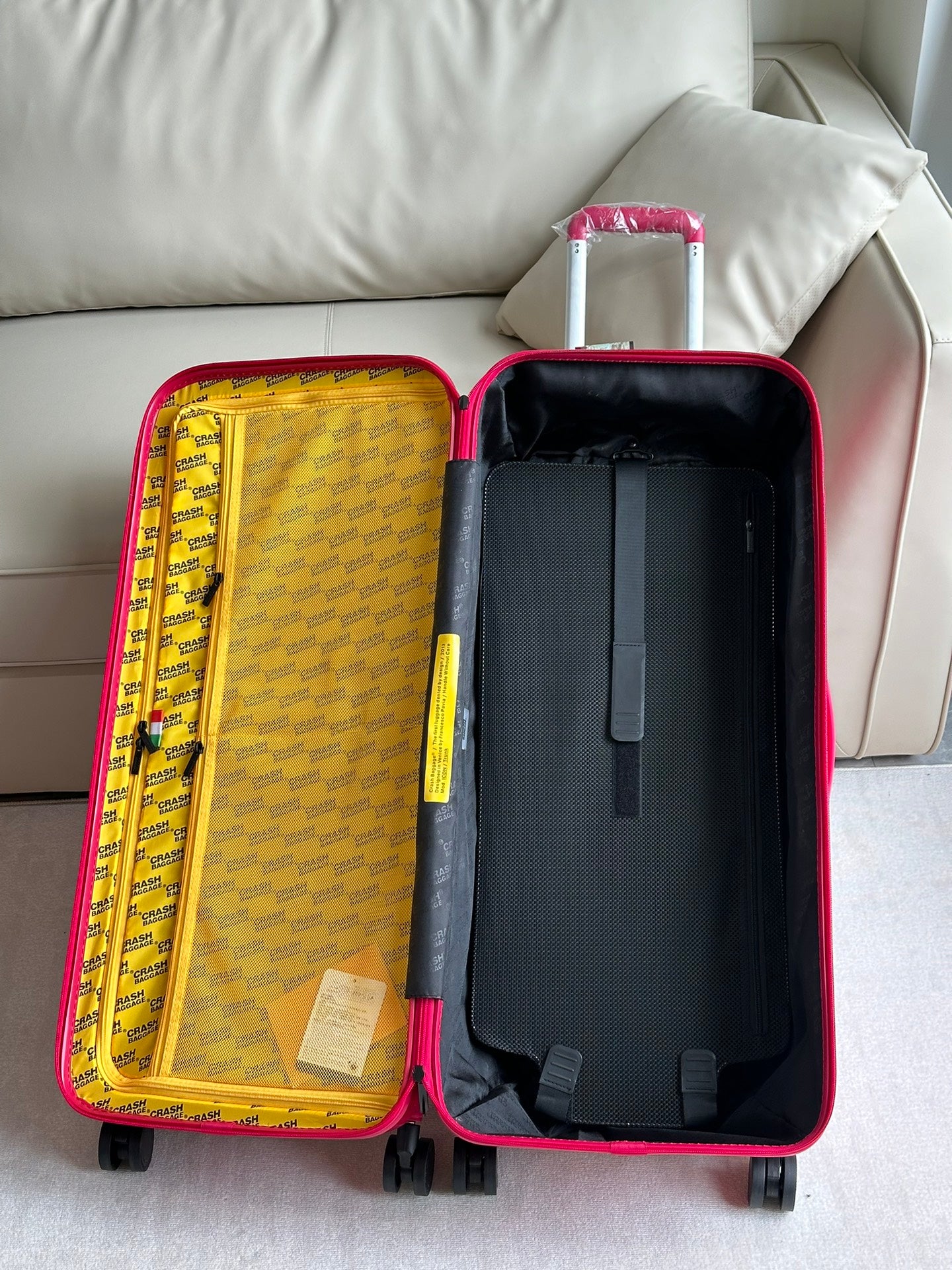 Hot Pink Textured Dented Hardshell Spinner Suitcase Travel Luggage
