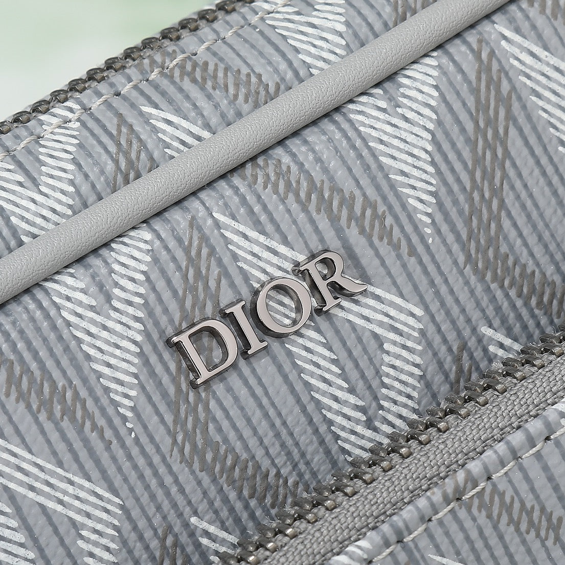 Dior Grey Geometric Print Crossbody Shoulder Bag with Detachable Pouch