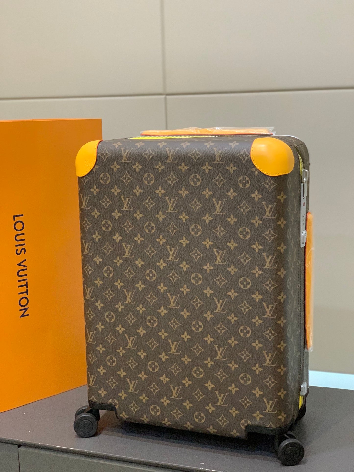 Vintage Monogram Carry-On Rolling Suitcase with Yellow Leather Trim