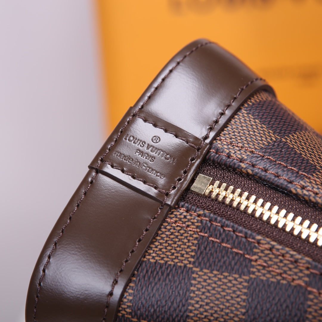 Louis Vuitton Classic Brown Checkerboard Dome Satchel Bag with Shoulder Strap