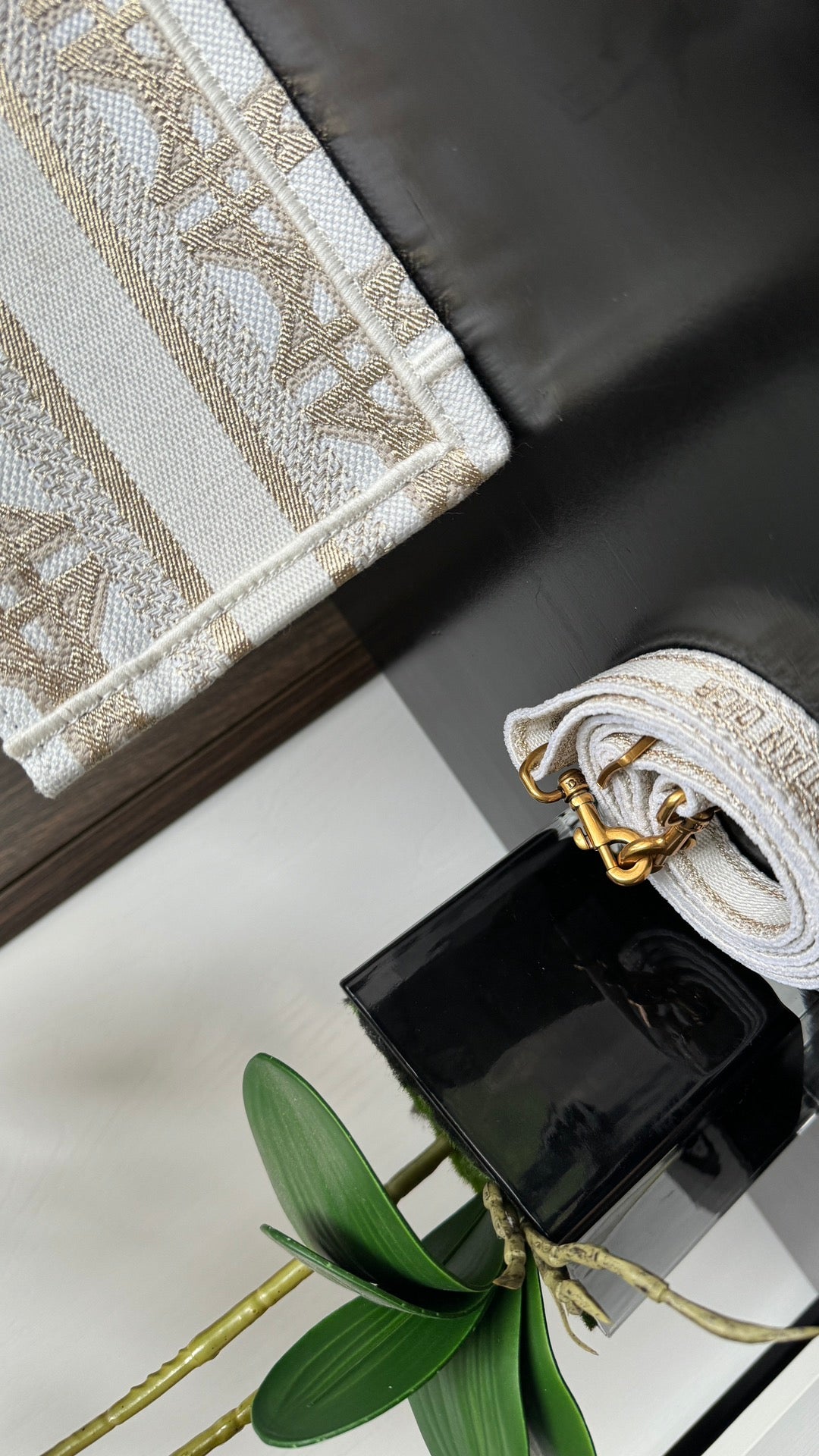 Christian Dior Mini Book Tote Bag - Beige Geometric Embroidered Canvas