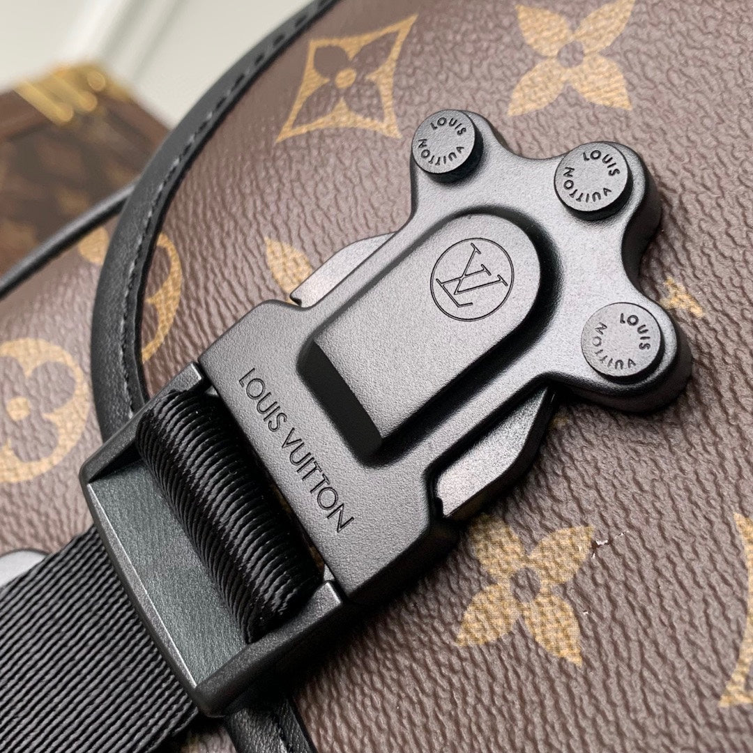 Louis Vuitton Brown Monogram Canvas Messenger Crossbody Bag with Buckles