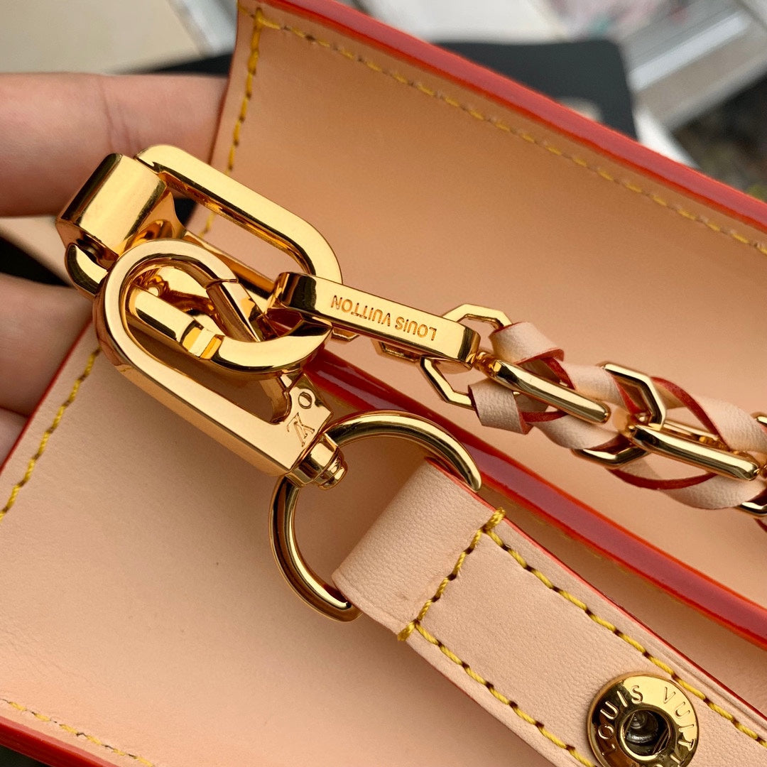 Louis Vuitton Structured Monogram Canvas Mini Flap Bag with Gold Chain Strap
