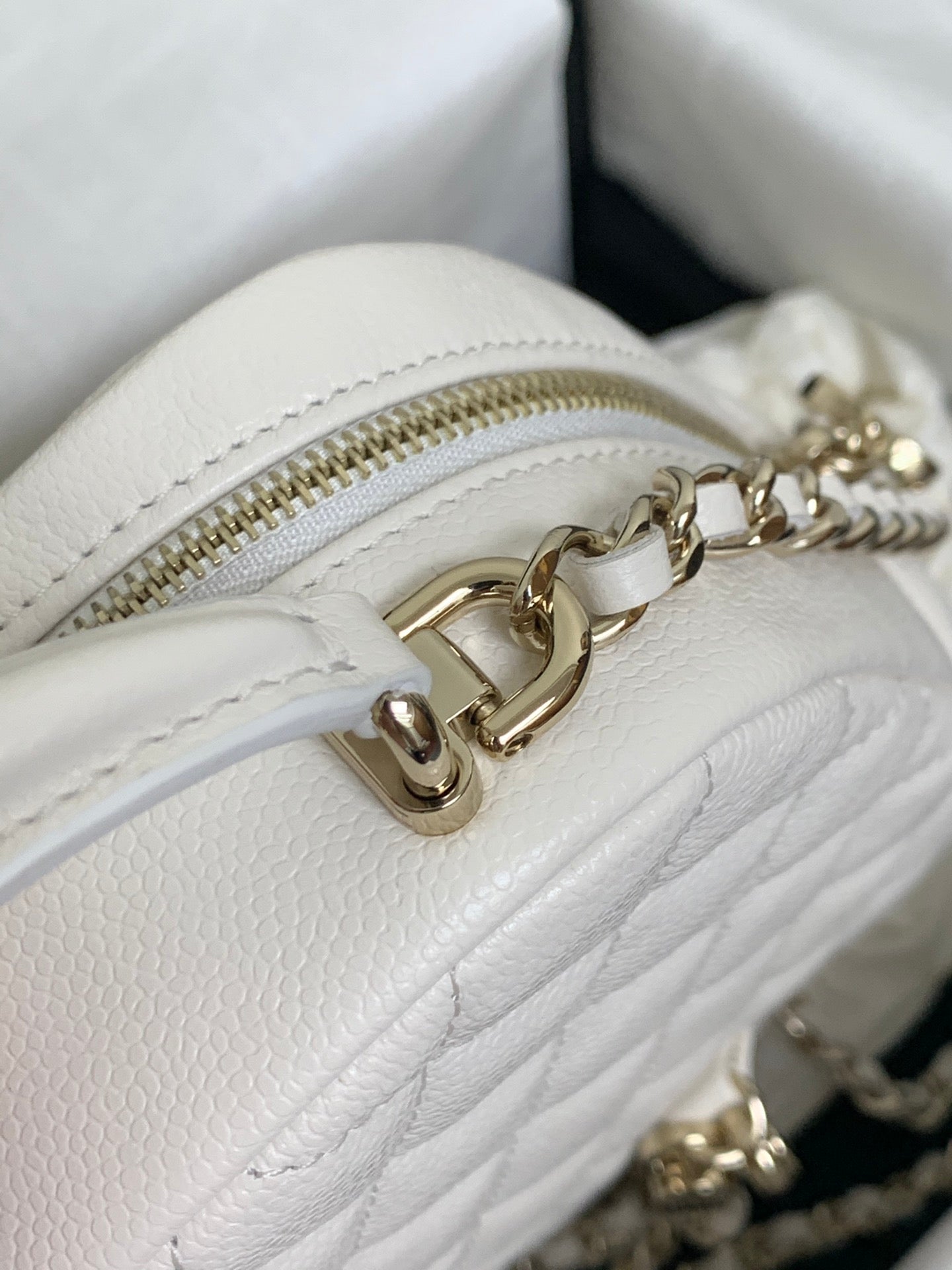 Chanel White Quilted Leather Mini Backpack with Gold-Tone CC Logo