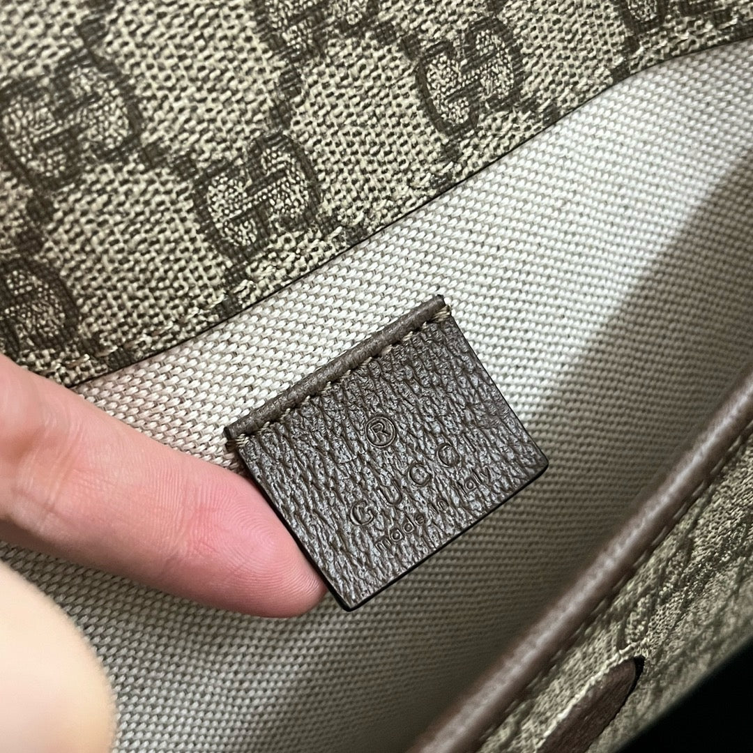Gucci GG Supreme Belt Bag with Web Strap - Brown/Ebony