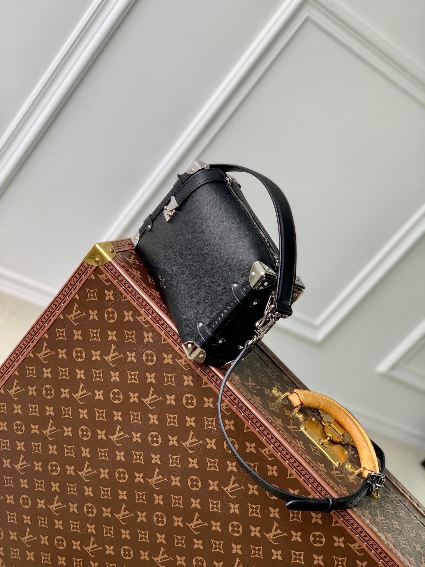 Louis Vuitton Side Trunk PM - Black Grained Leather Handbag