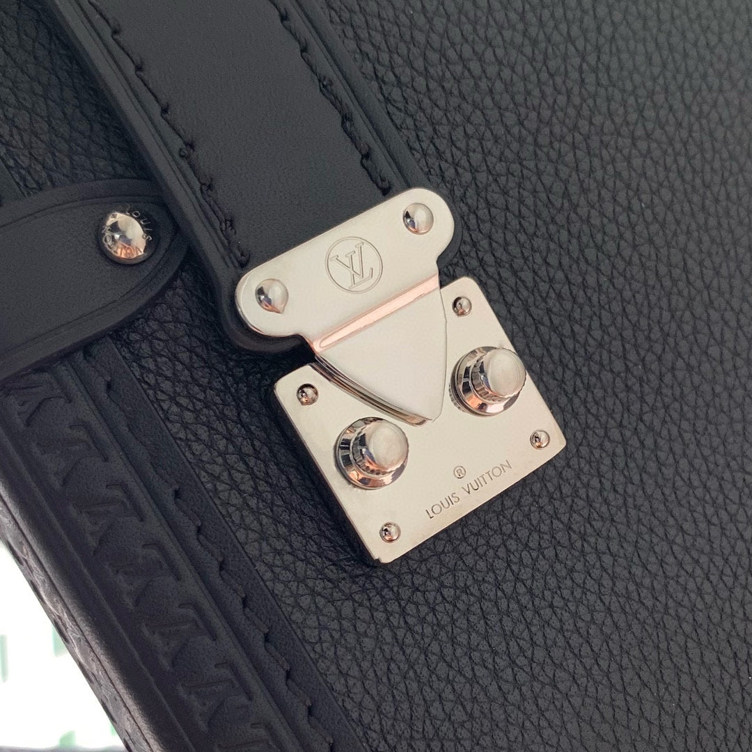 Louis Vuitton Side Trunk PM - Black Grained Leather Handbag