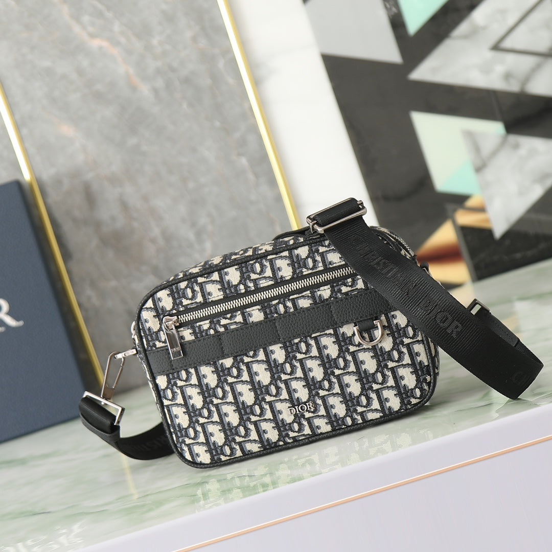 Dior Black and White Monogram Jacquard Crossbody Shoulder Bag