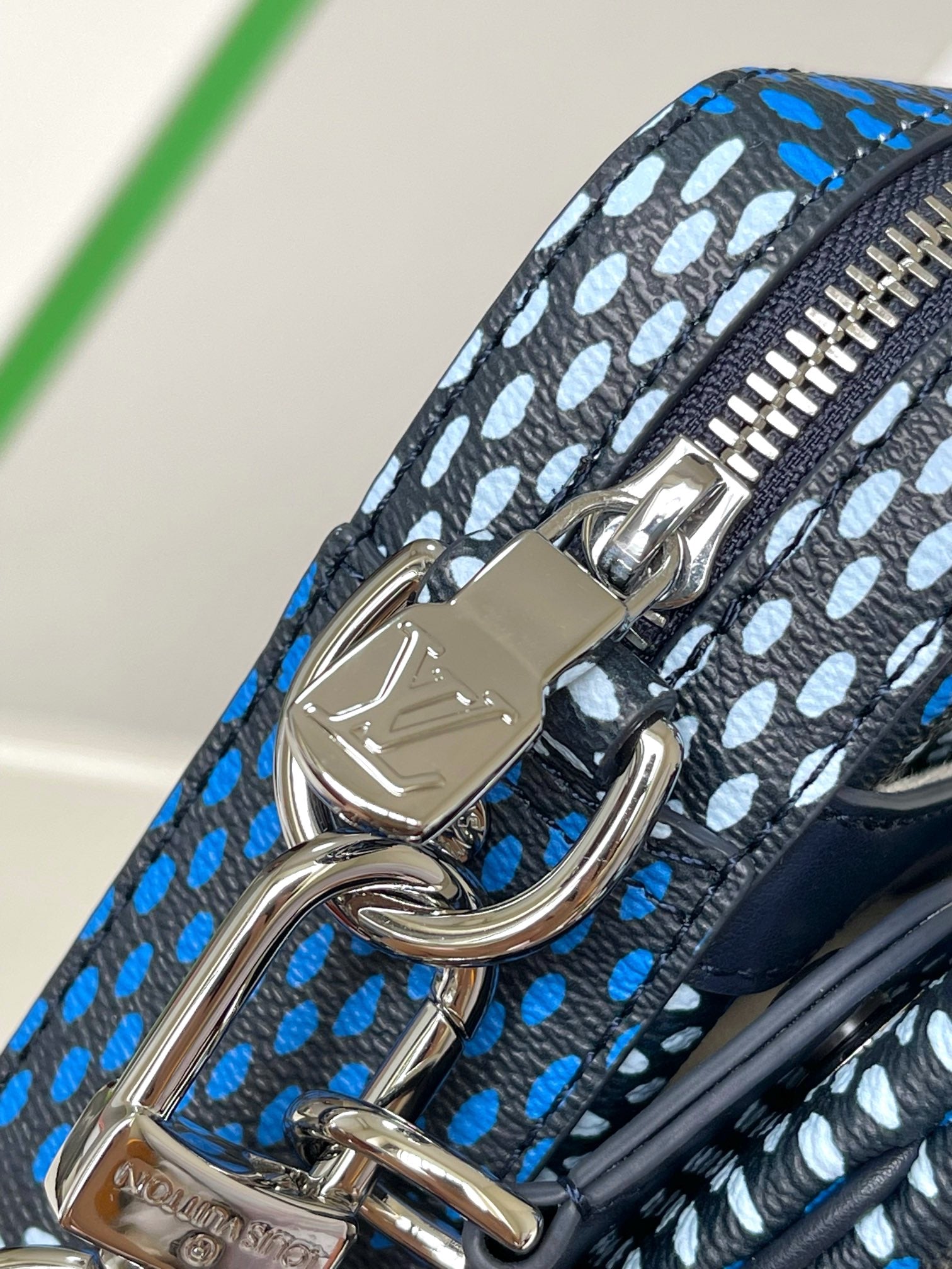 Louis Vuitton Blue Checkerboard Crossbody Messenger Bag with Removable Pouch