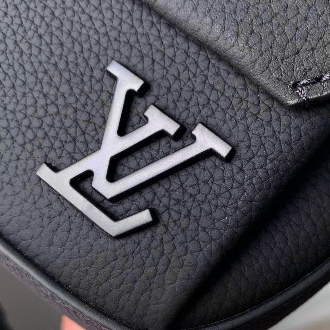Louis Vuitton Minimalist Matte Black Leather Waist Bag Utility Belt Pack