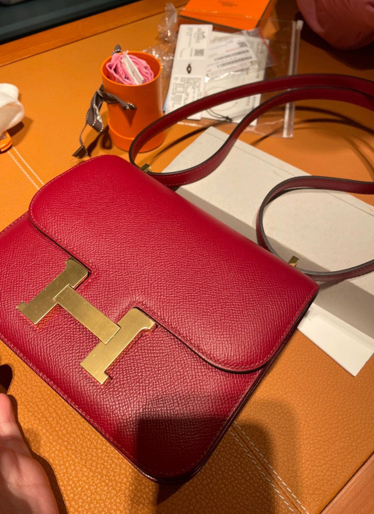 Hermès Constance 18 Mini Bag - Gold Epsom Leather with Palladium Hardware