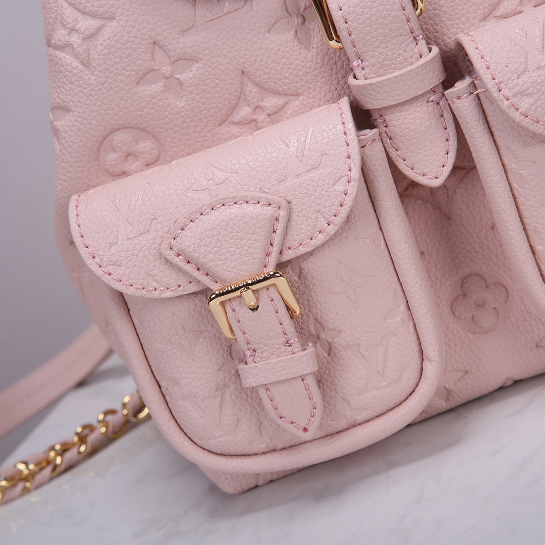 Louis Vuitton Pastel Pink Embossed Leather Mini Backpack with Chain Straps