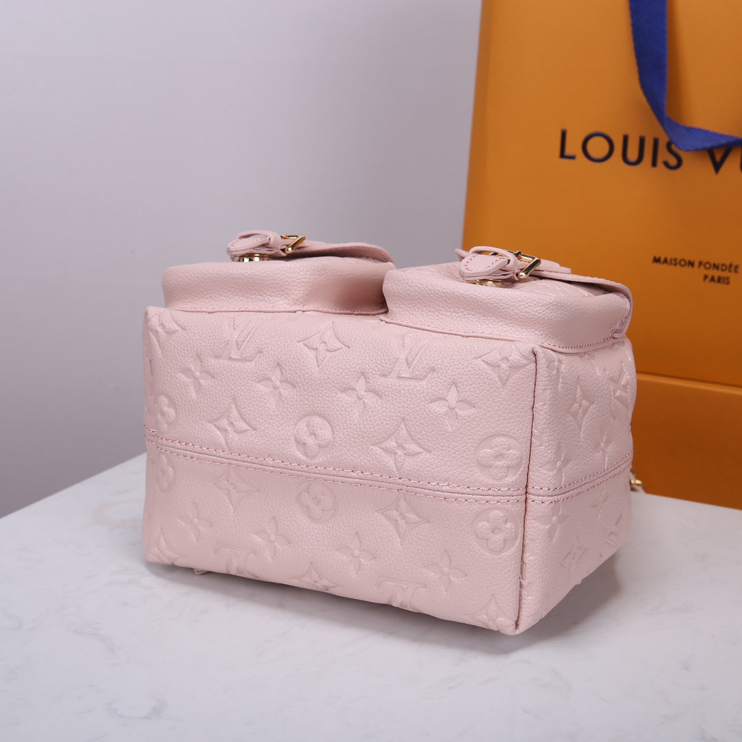 Louis Vuitton Pastel Pink Embossed Leather Mini Backpack with Chain Straps