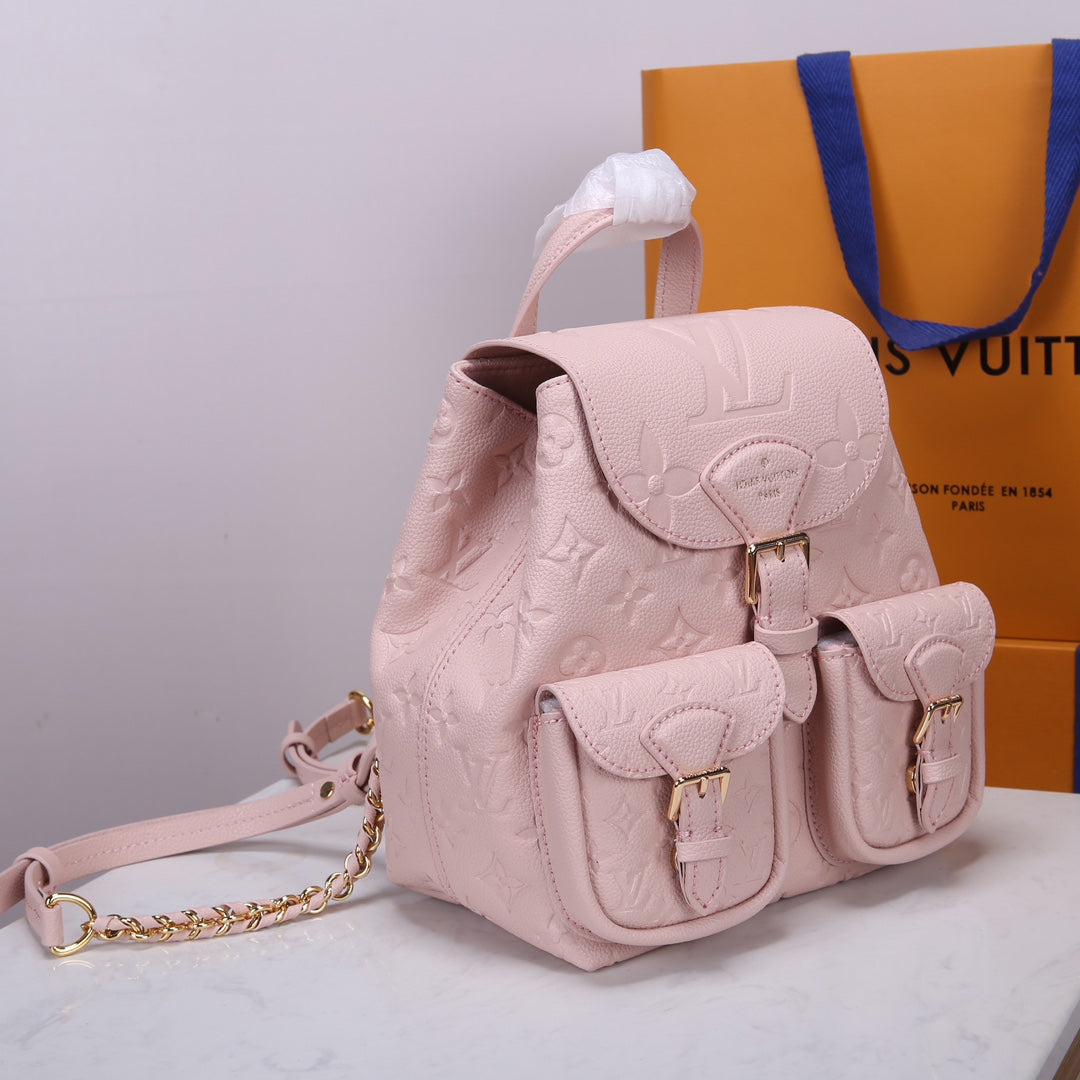 Louis Vuitton Pastel Pink Embossed Leather Mini Backpack with Chain Straps