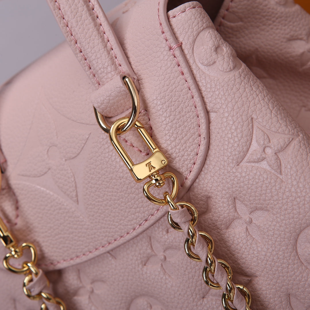 Louis Vuitton Pastel Pink Embossed Leather Mini Backpack with Chain Straps