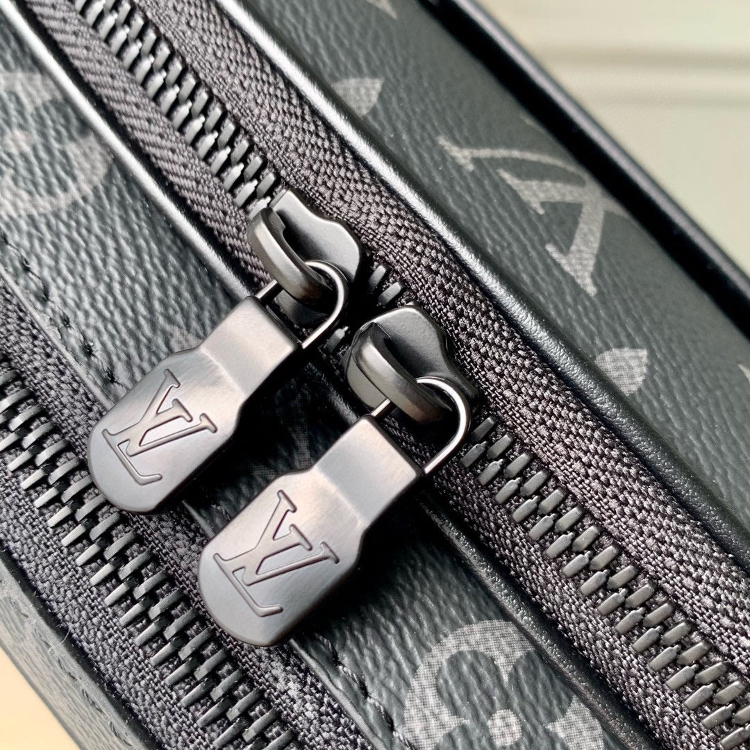 Louis Vuitton Luxury Black Monogram Canvas Crossbody Messenger Bag