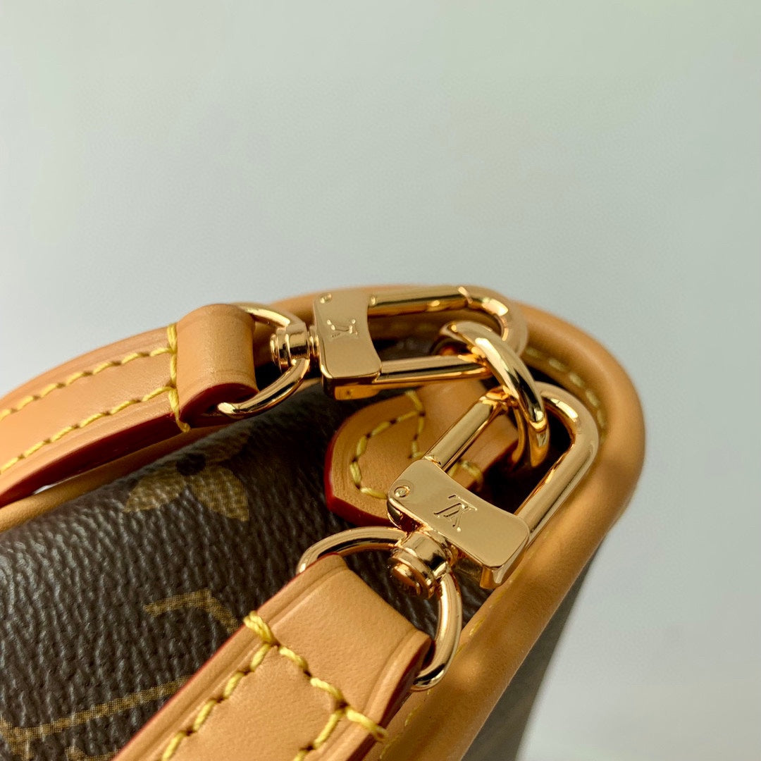 Louis Vuitton Classic Brown Monogram Canvas Mini Crossbody Bag with Leather Strap