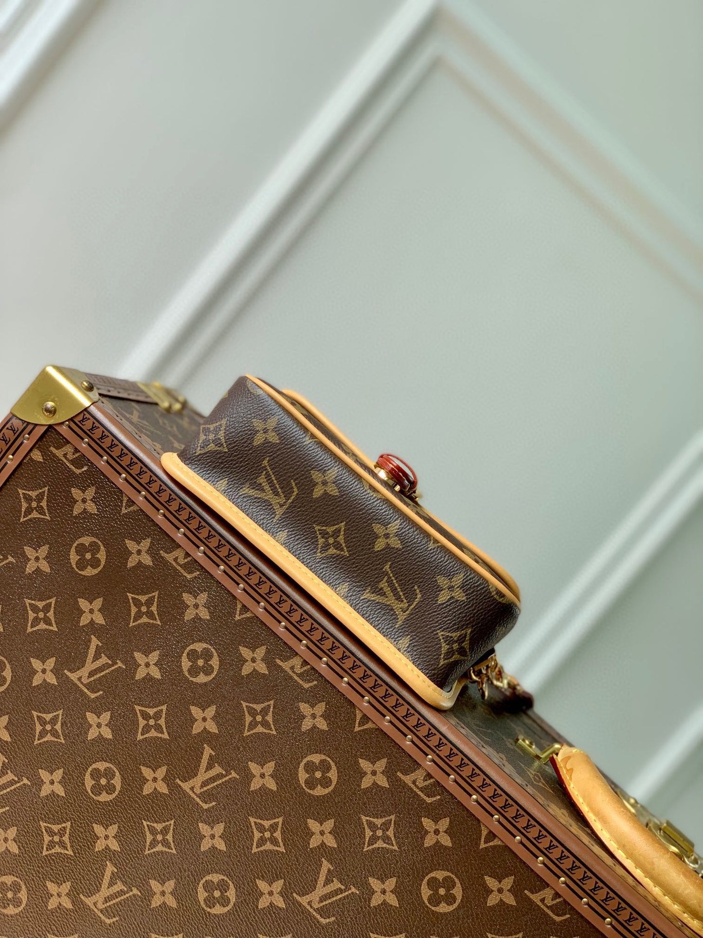 Louis Vuitton Classic Brown Monogram Canvas Mini Crossbody Bag with Leather Strap