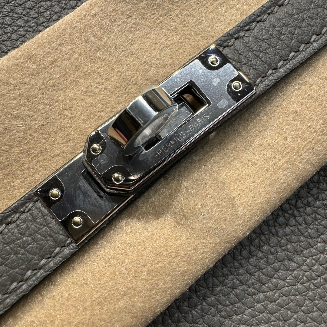 Luxury Grey Leather Top-Handle Handbag with Tan Flap and Silver Hardware