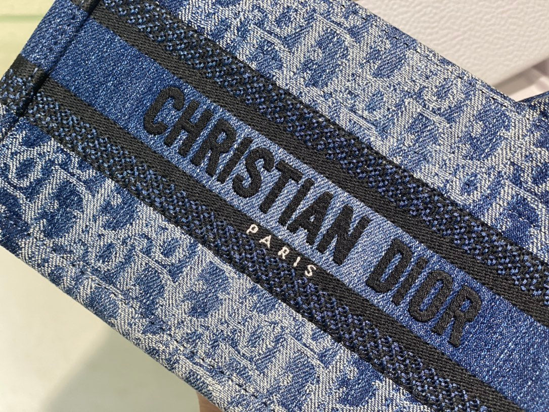 Dior Blue Monogram Canvas Mini Tote Bag with Shoulder Strap