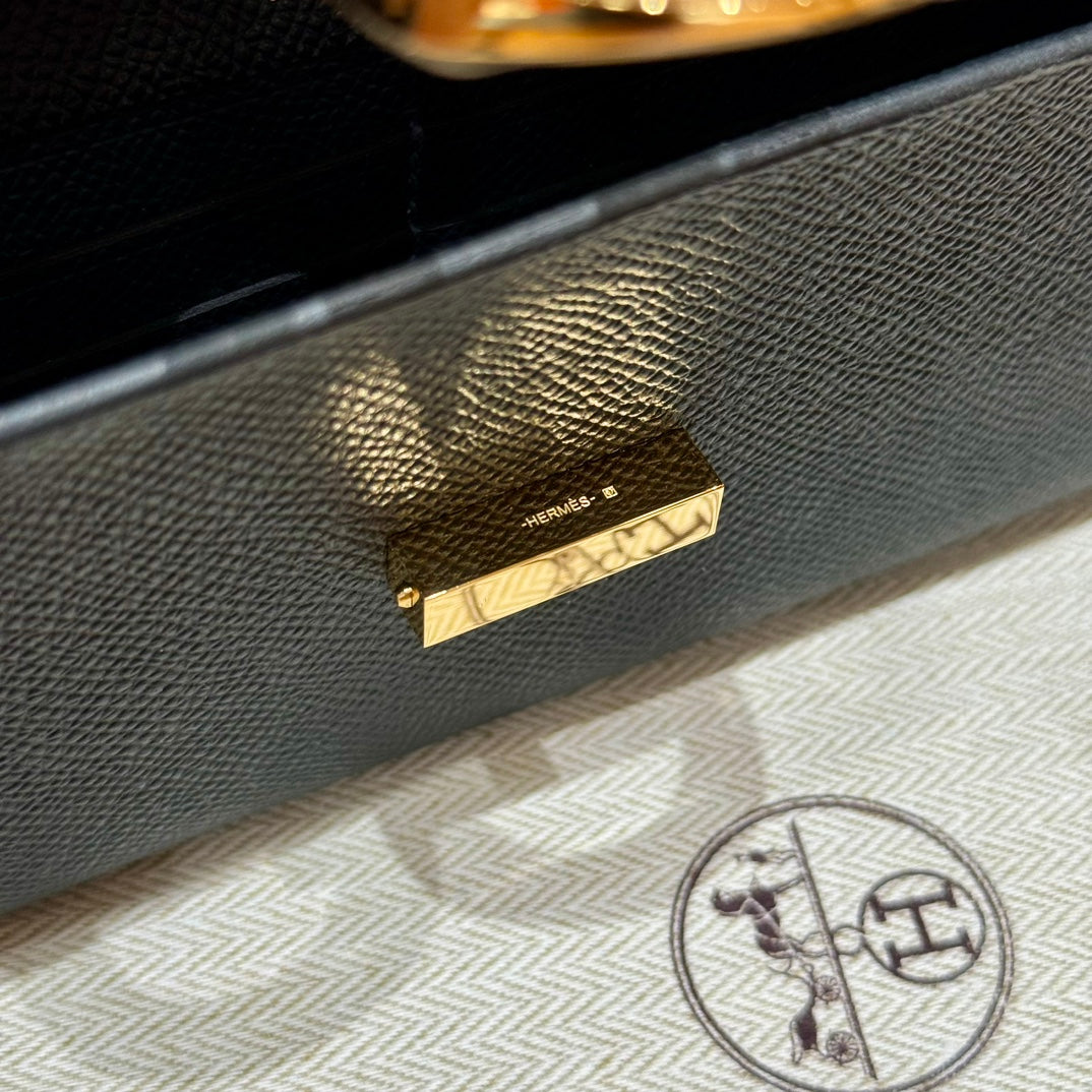 Hermès Kelly To Go Wallet - Black Epsom Leather with Gold Hardware