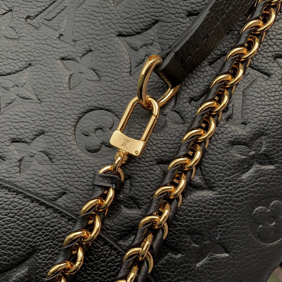 Louis Vuitton Black Embossed Leather Mini Backpack with Buckle Details