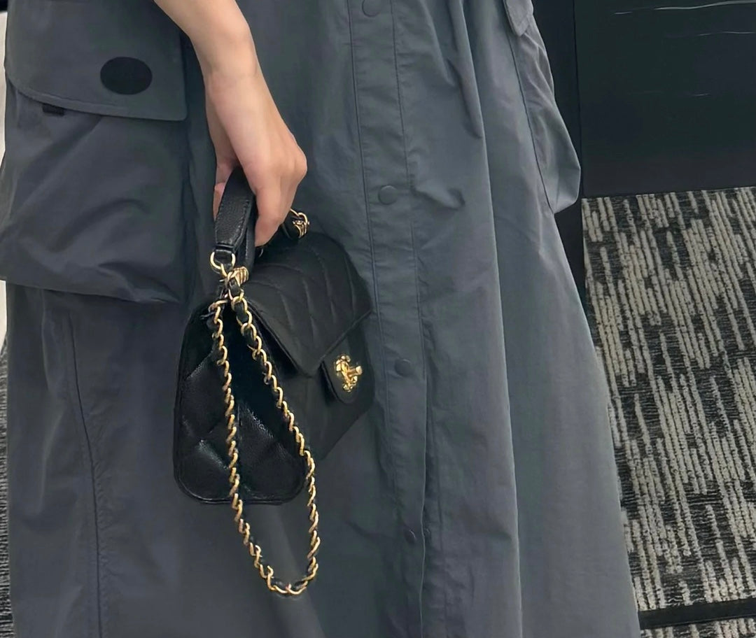 Chanel CC Logo Rubber Rain Boots - Khaki Olive Green and Black
