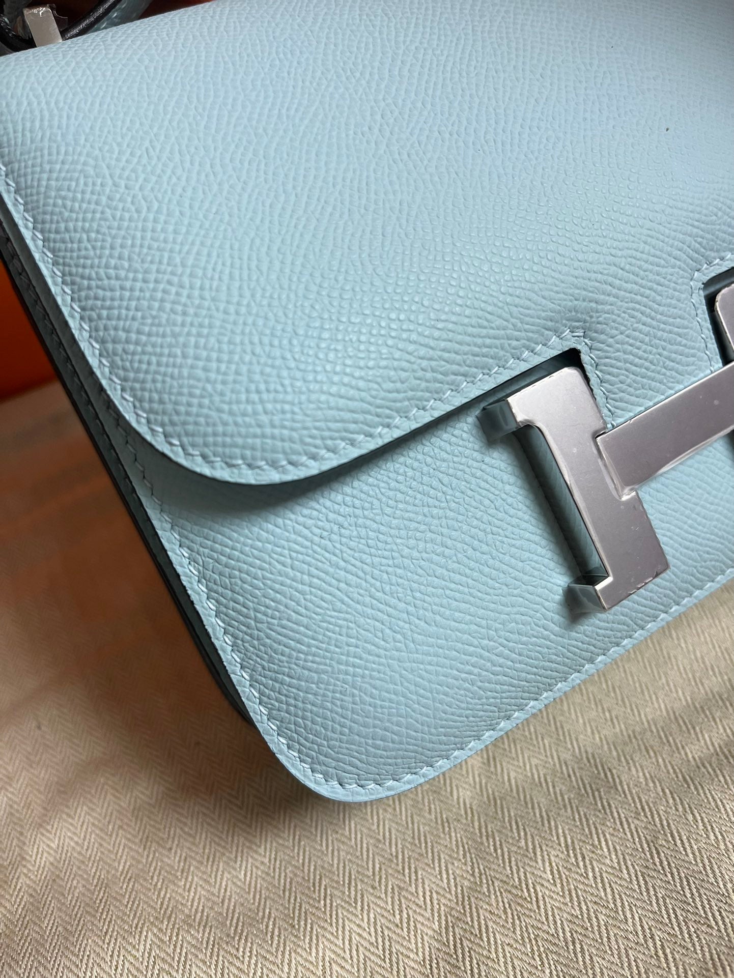 Hermès Constance 18 Bag in Bleu Brume Epsom Leather with Palladium Hardware