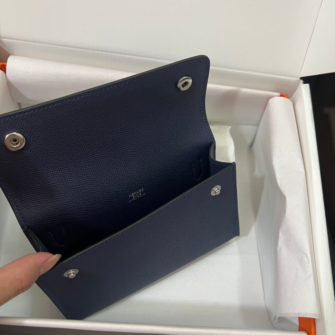 Hermès Click 16 Wallet with Strap - Epsom Leather - Bleu Nuit