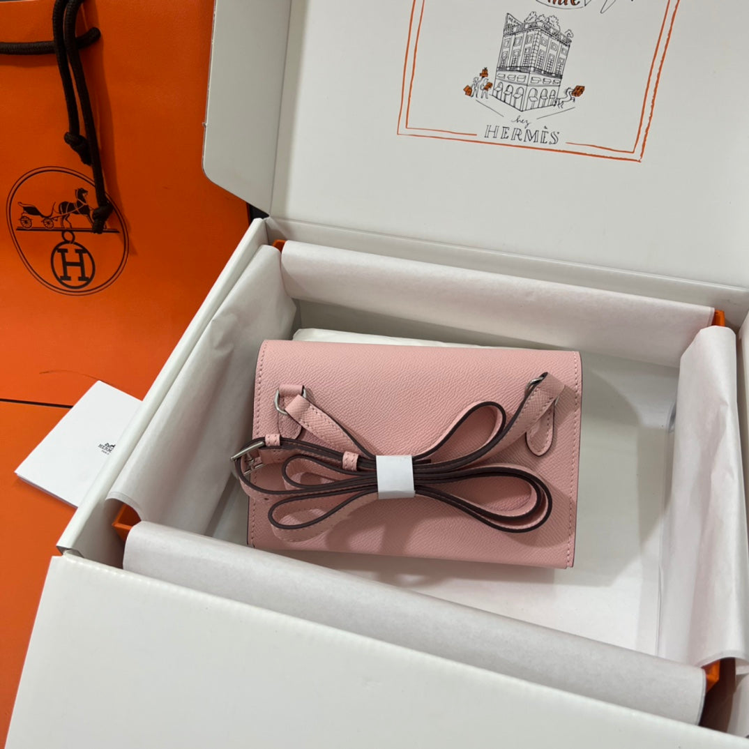 Hermès Click 16 Epsom Leather Wallet with Shoulder Strap - Rose Pink