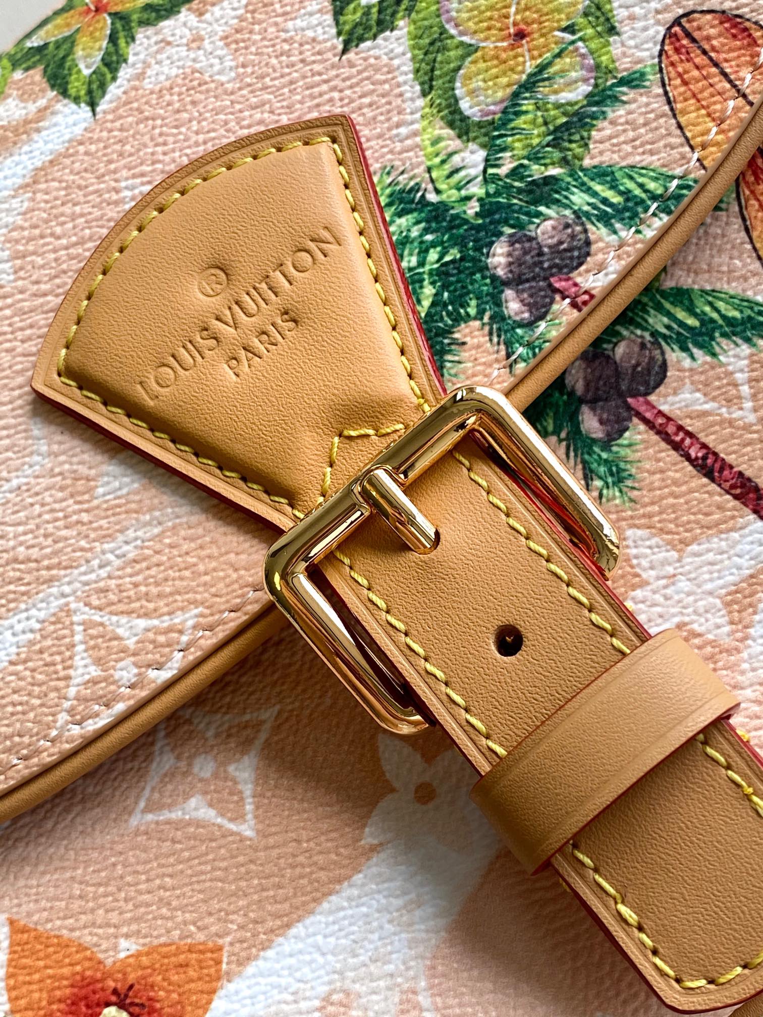 Louis Vuitton Tropical Palm Tree Floral Print Canvas Crossbody Saddle Bag
