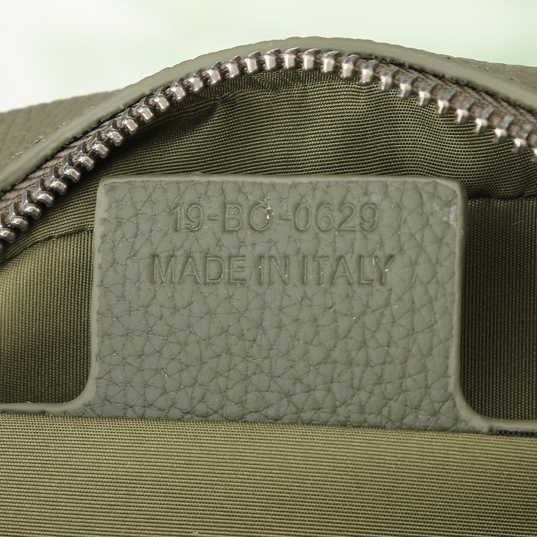 Dior Olive Green Embossed Crossbody Messenger Bag with Wide Canvas Strap