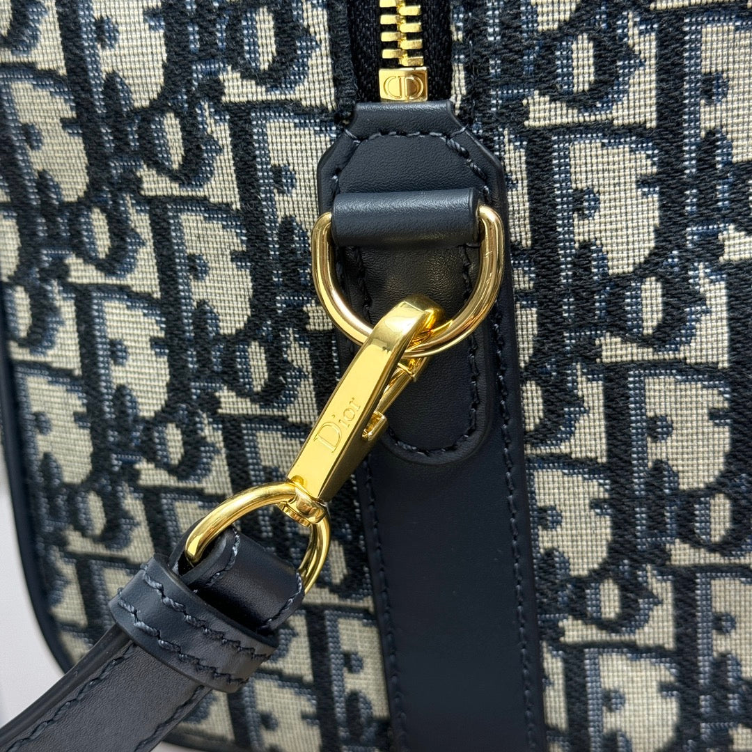 Christian Dior Blue Diorissimo Oblique Jacquard Bowling Bag
