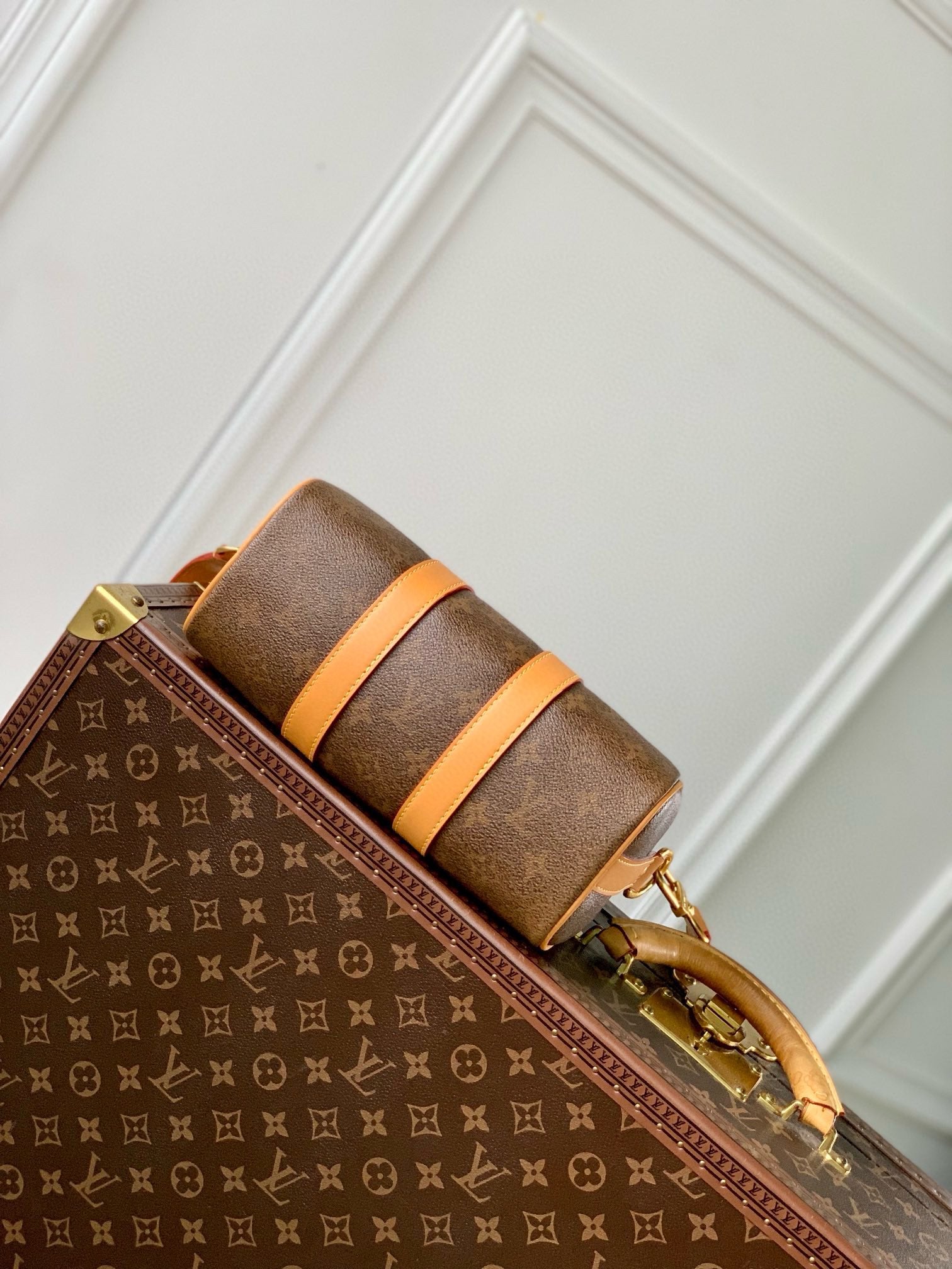 Louis Vuitton Vintage Style Brown Monogram Mini Duffle Bag with Crossbody Strap