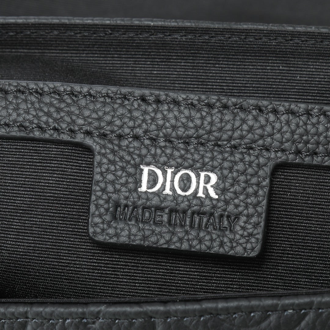 Dior Modern Black Embossed Crossbody Messenger Bag with Tactical Buckles