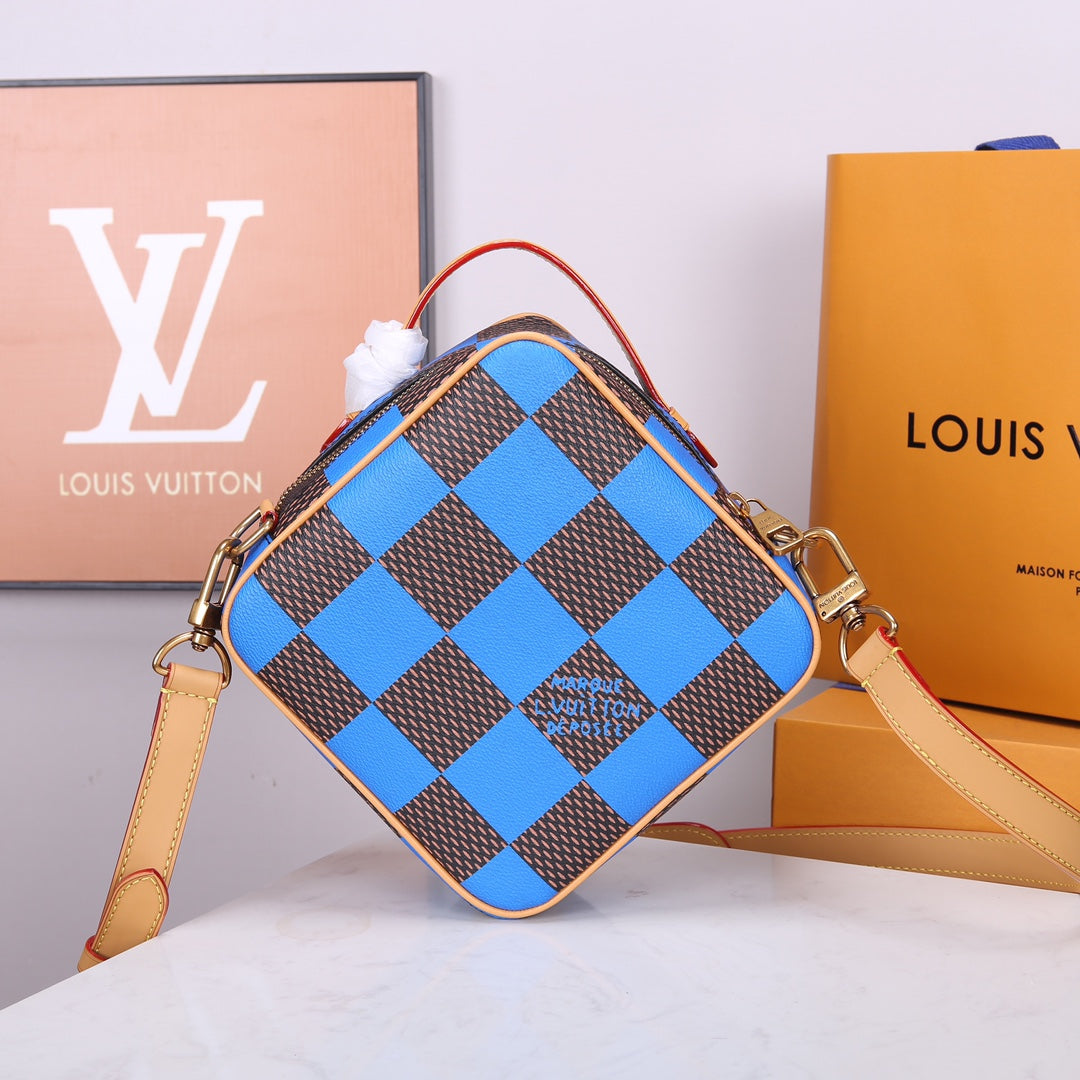 Louis Vuitton x Nigo Damier Ebene Giant Cobalt Blue Diamond Crossbody Bag