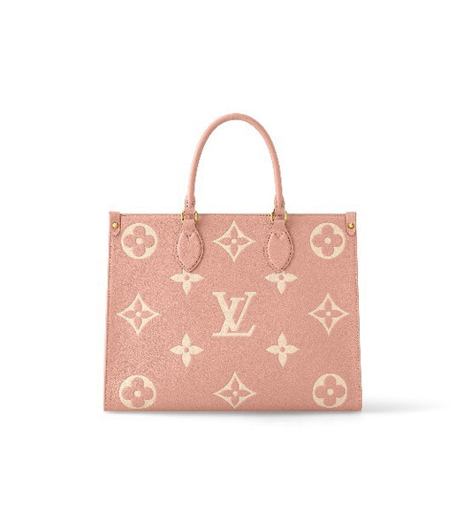Louis Vuitton Pink Embossed Monogram Leather Tote Bag Large Shoulder Handbag