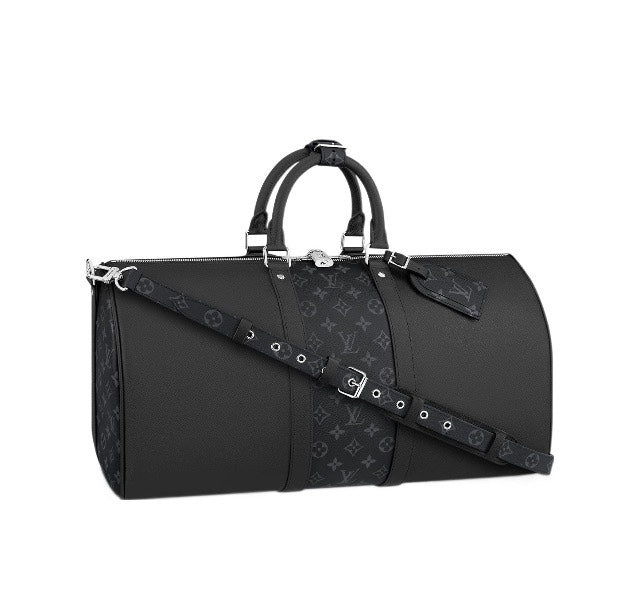 Louis Vuitton Black Monogram Embossed Leather Weekender Travel Duffle Bag