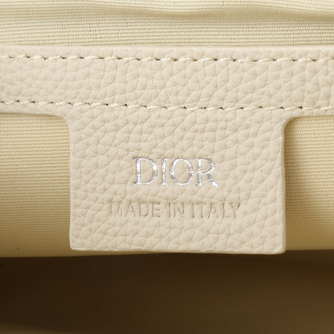 Dior Luxury Off-White Embossed Leather Crossbody Shoulder Bag