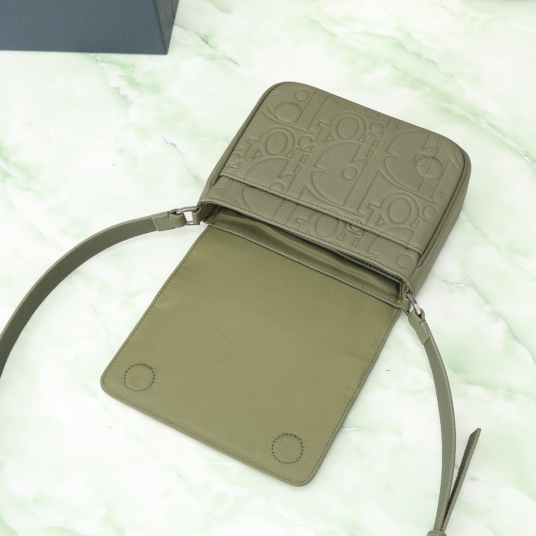 Dior Safari Messenger Bag Khaki Green CD Diamond Canvas Crossbody