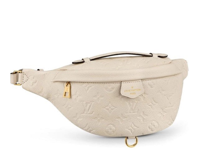 Louis Vuitton Luxury Off-White Embossed Leather Belt Bag with Gold Hardware