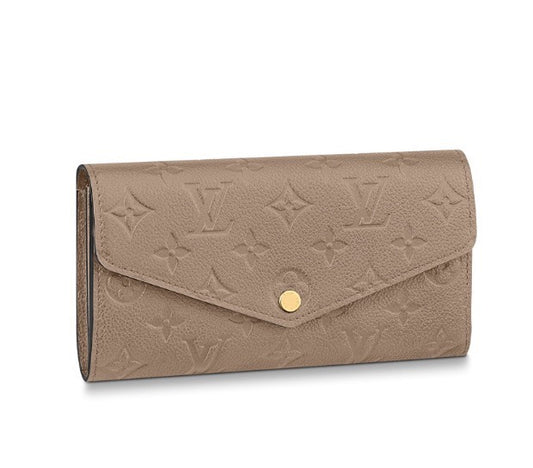 Louis Vuitton Taupe Embossed Leather Envelope Wallet with Snap Button Closure