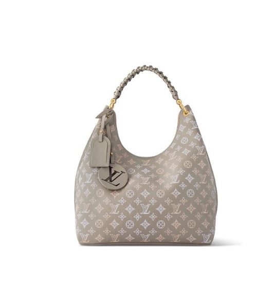 Louis Vuitton Taupe Monogram Leather Hobo Bag with Braided Handle