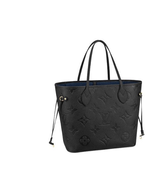 Louis Vuitton Elegant Black Embossed Leather Tote Bag with Double Handles