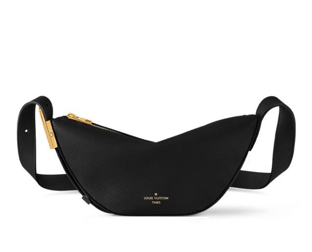Louis Vuitton Black Leather Crescent Crossbody Belt Bag with Gold Zipper