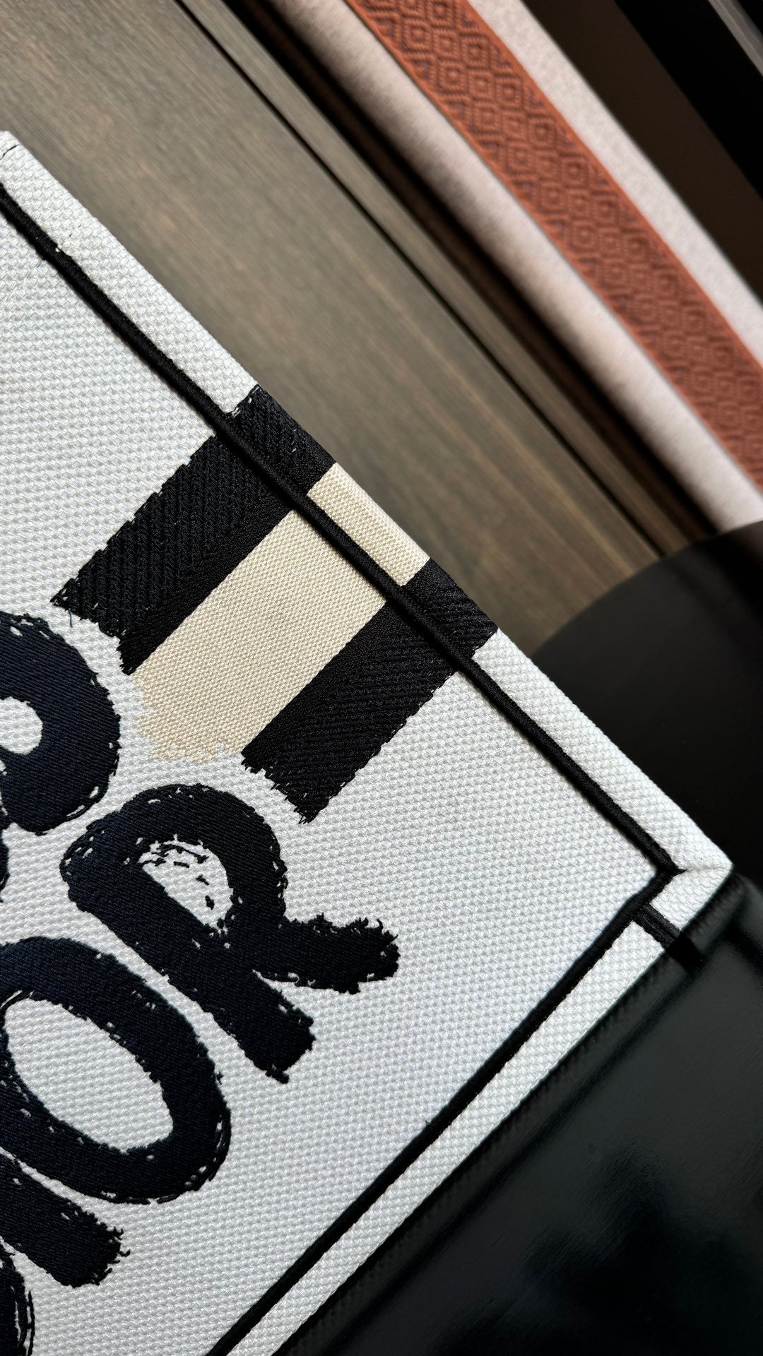 Christian Dior Miss Dior Graffiti Book Tote Bag - White and Black Canvas