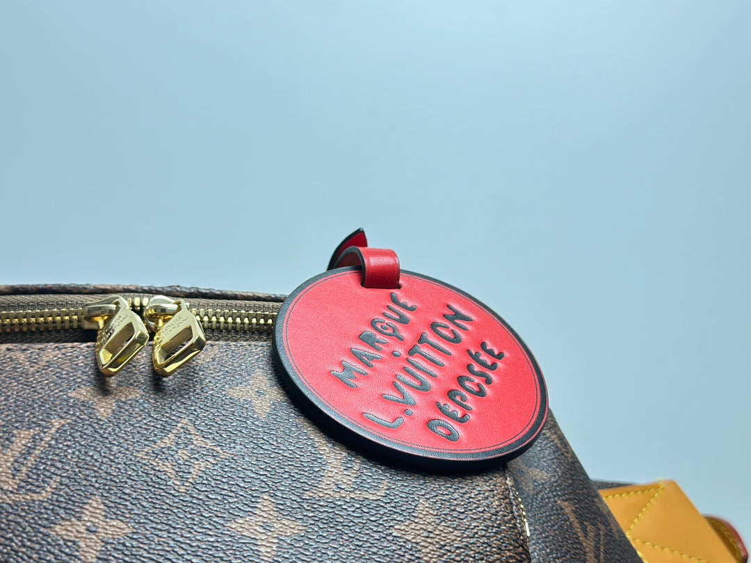 Louis Vuitton Classic Brown Monogram Canvas Waist Bag with Red Hangtag
