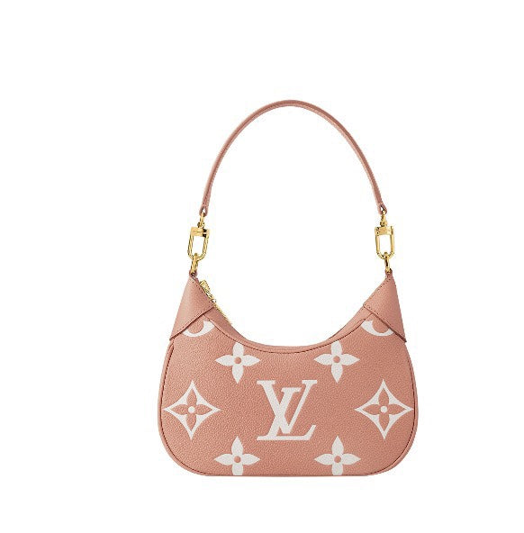 Louis Vuitton Dusty Pink Monogram Crescent Hobo Bag with Gold Chain Hardware