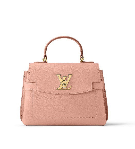 Louis Vuitton Blush Pink Grained Leather Top Handle Handbag with Gold Clasp